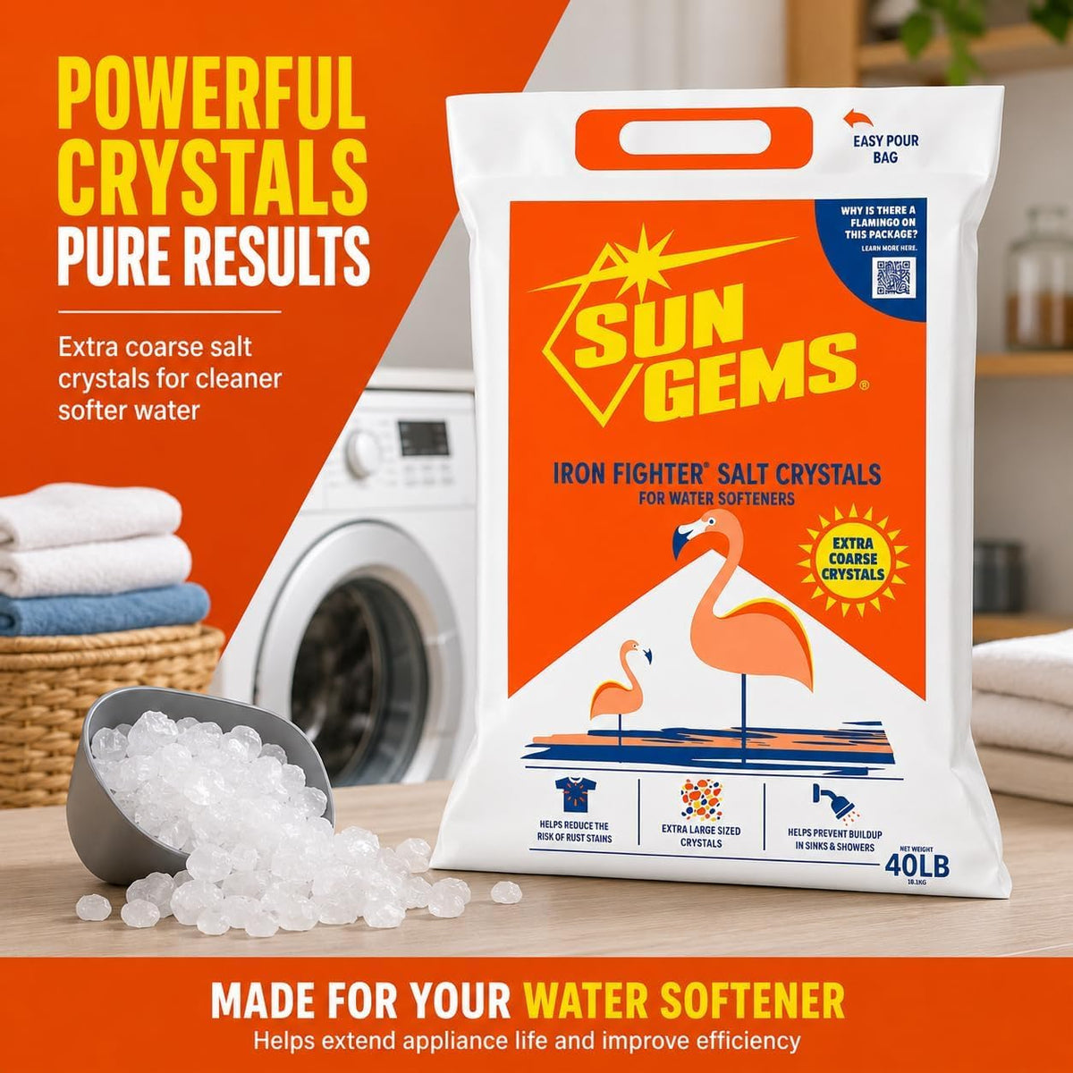 Water Softener Salt Crystals 40 lb Extra Coarse W484