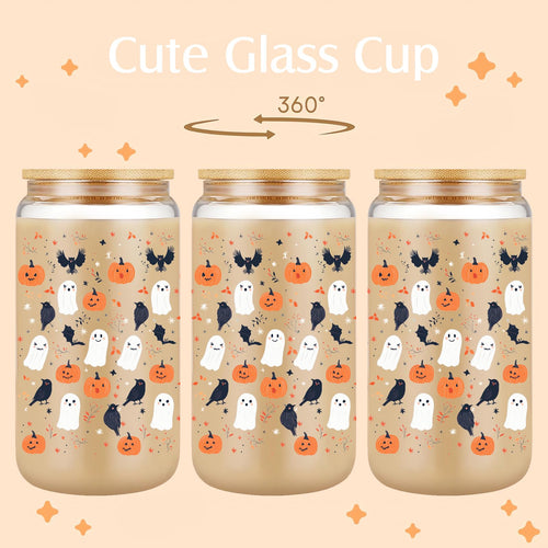 22oz Glass Tumbler with Lid & Straw G79066