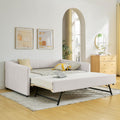 Linen Fabric Upholstered Full Size Daybed with Twin Trundle U95399