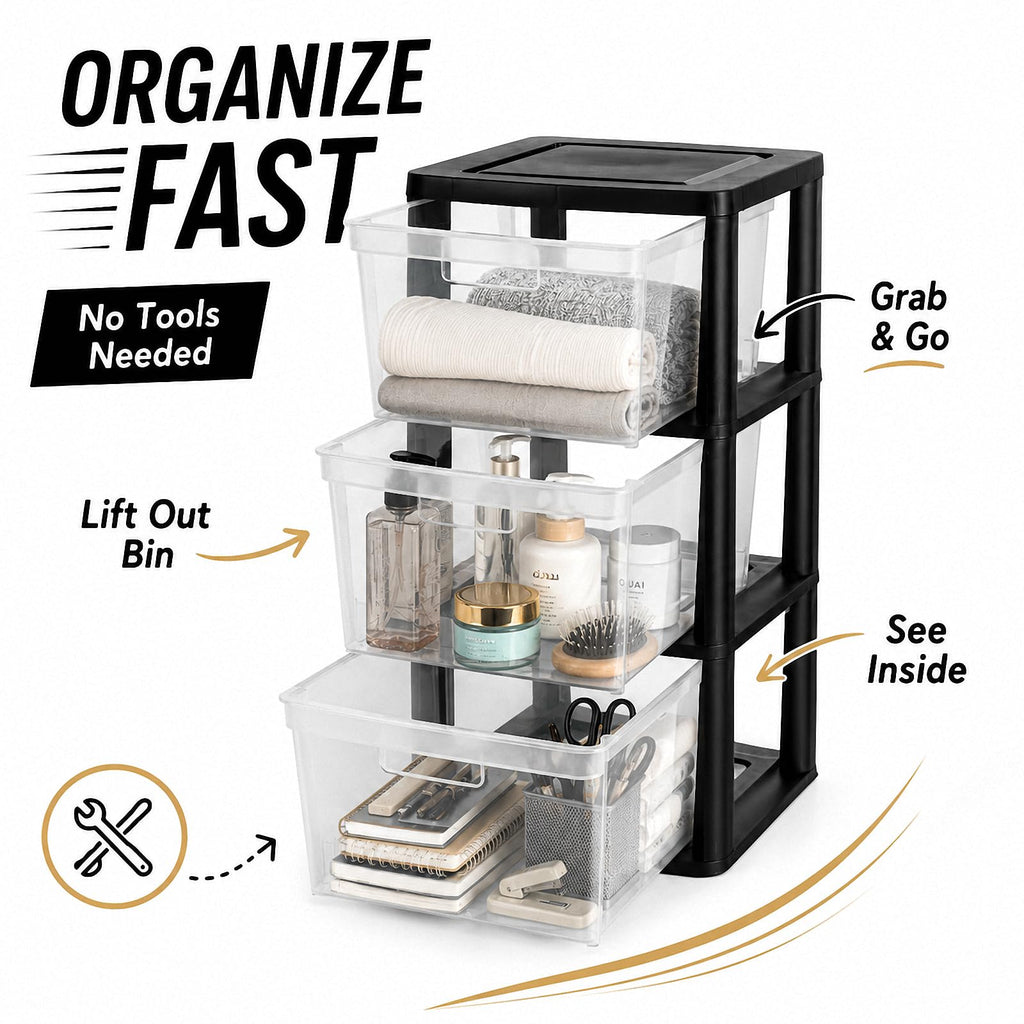 3-Drawer Plastic Storage Tower H1802