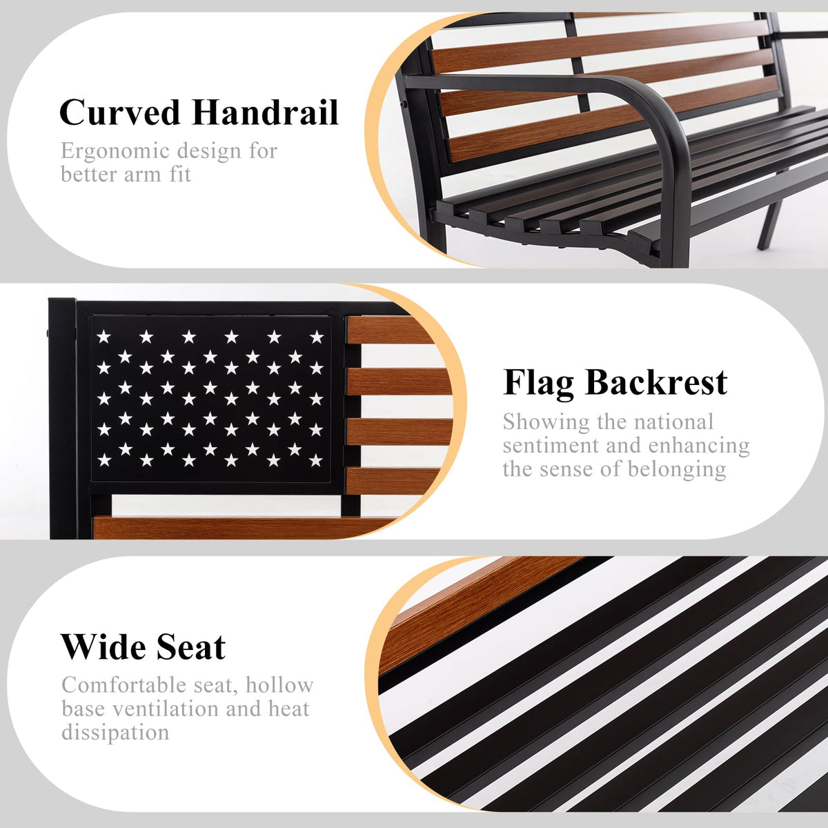 50" Outdoor Garden Bench with Weatherproof Seat Q14786