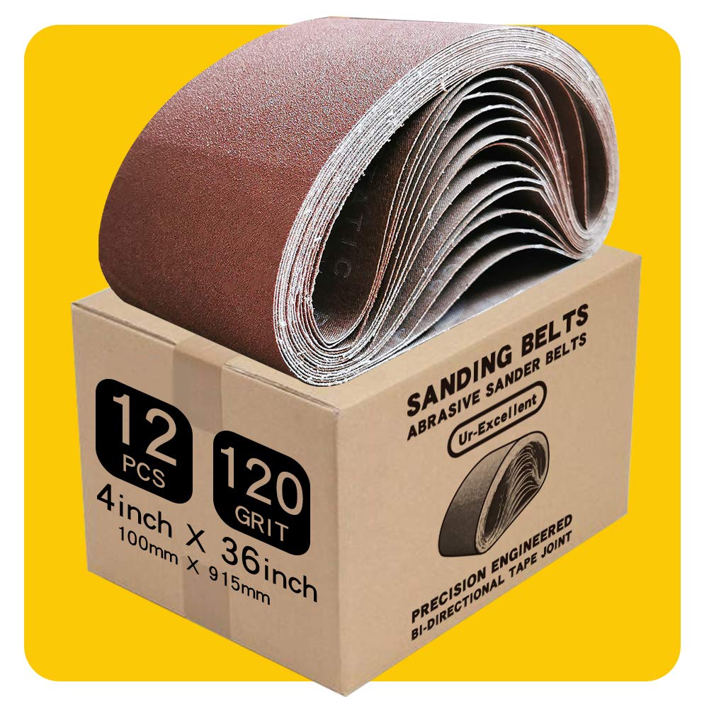36 Inch 120 Grit Aluminum Oxide Sanding Belt 12 Pack I14981