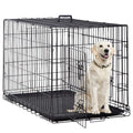 42 Inch Metal Wire Double-Door Folding Dog Crate with Tray X977