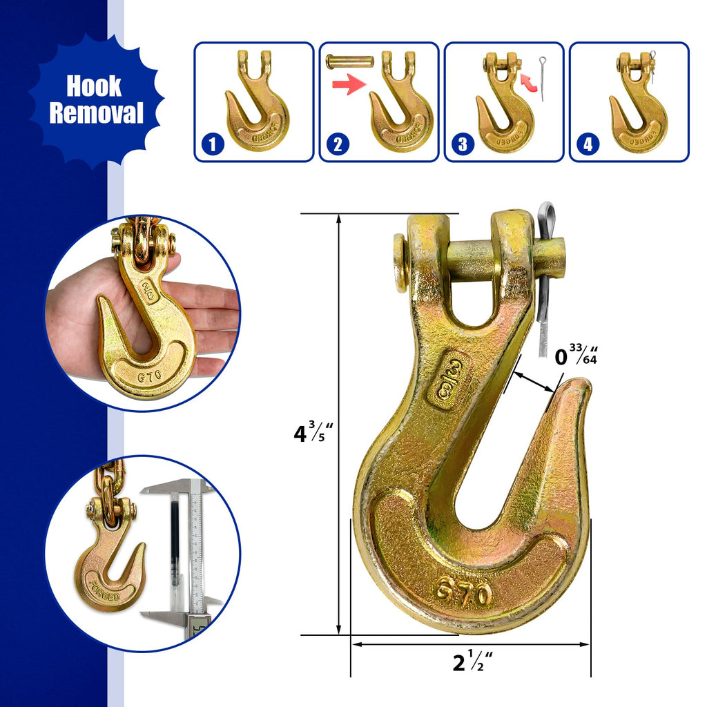 3/8 Chain Trailer Chains with Hooks Grade 80 N712