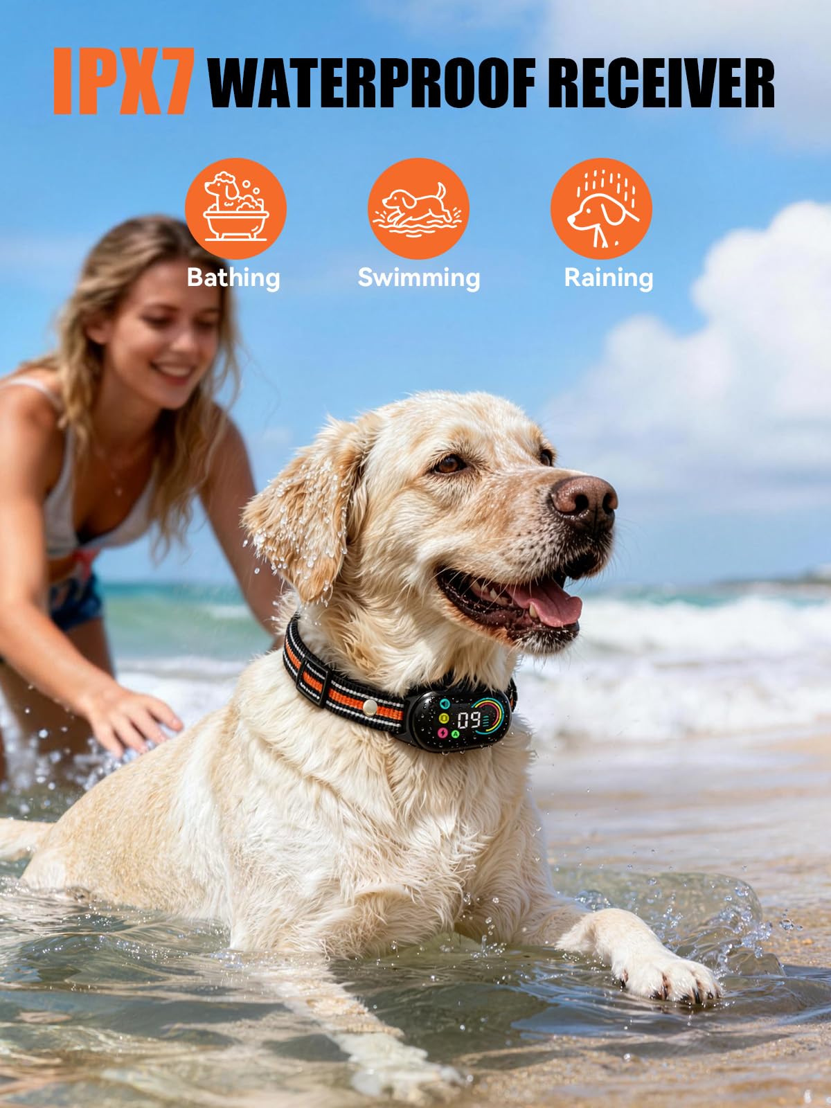 2-in-1 Dog Bark Collar & Shock Collar, IPX7 Waterproof E Collars with AI Anti-Bark/Beep/Vibration/Shock/no Shock for Small Medium Large Dog(5-120Lbs), Dog Training Collar with 3300FT Remote N3147
