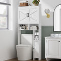 Wooden Over The Toilet Storage Cabinet with Barn Door F418590