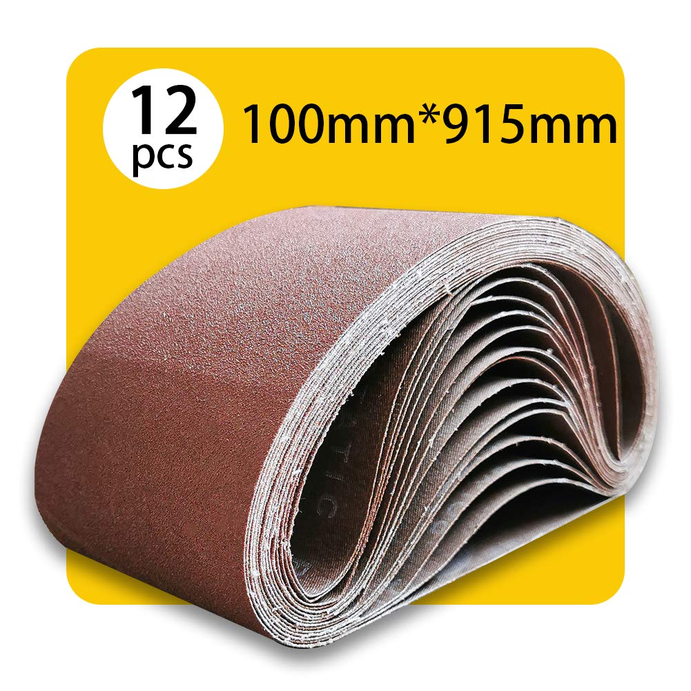 36 Inch 120 Grit Aluminum Oxide Sanding Belt 12 Pack I14981