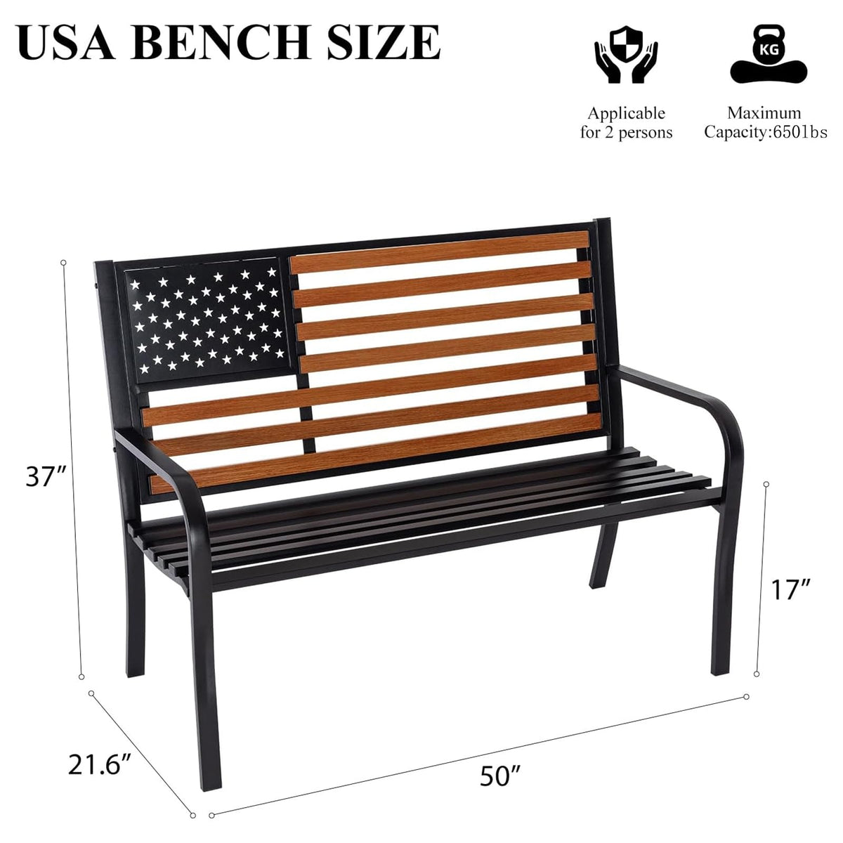 50" Outdoor Garden Bench with Weatherproof Seat Q14786