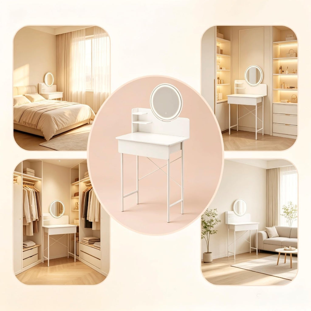 Vanity Desk with Mirror and LED Lights K522