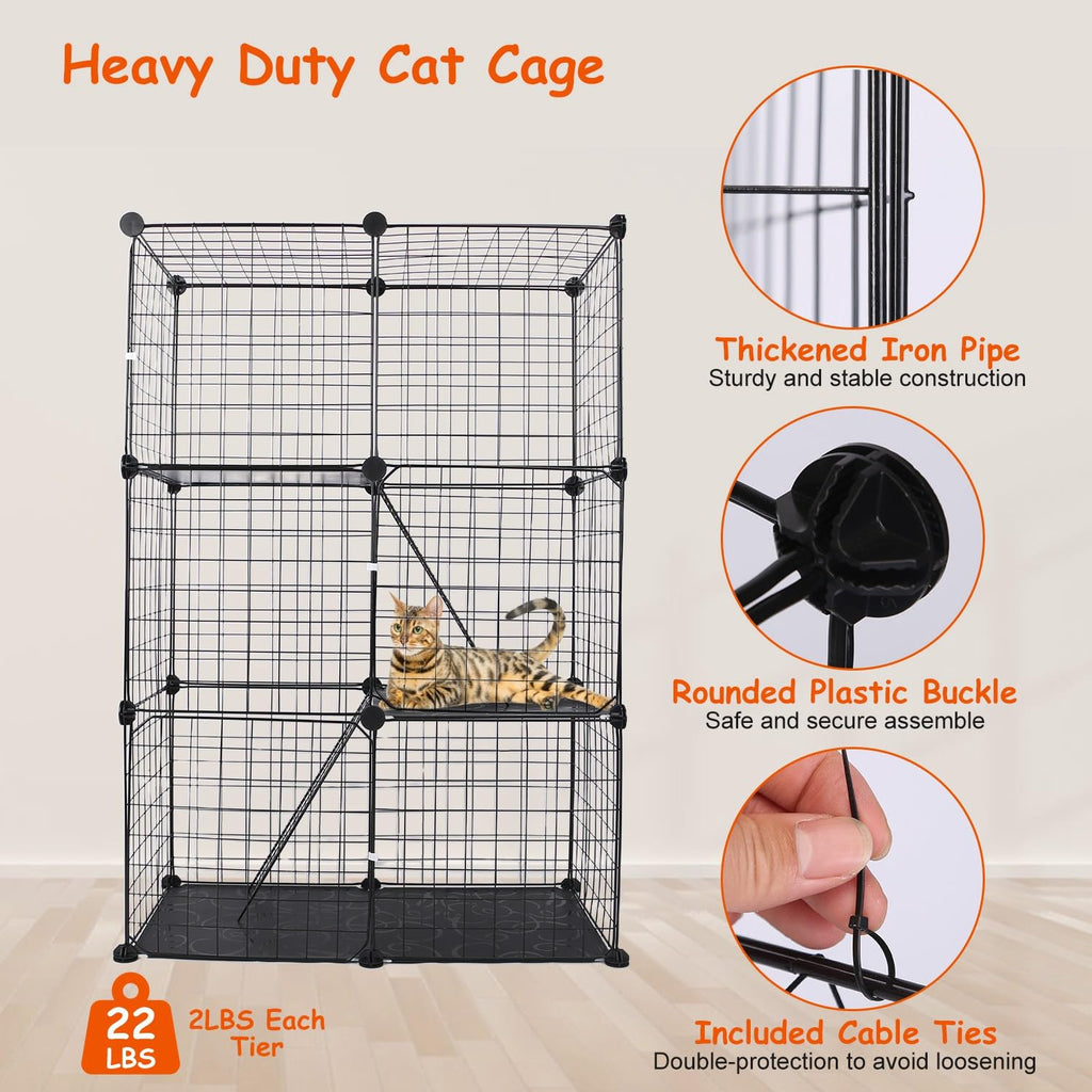 3-Tier Cat Cage with 3 Doors 2 Ramp Ladders G231562