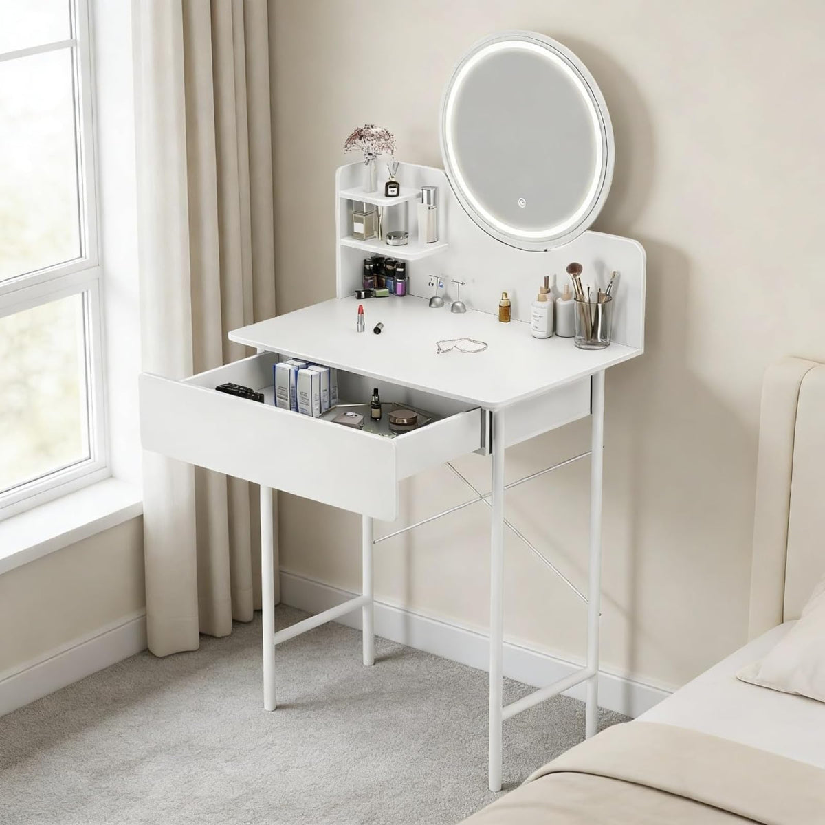 Vanity Desk with Mirror and LED Lights K522