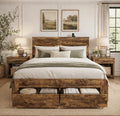 Queen Size Wooden Bed Frame with Storage Drawers G2860