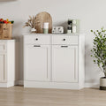 White 20-Gallon Wooden Tilt-Out Trash Can Cabinet T21951