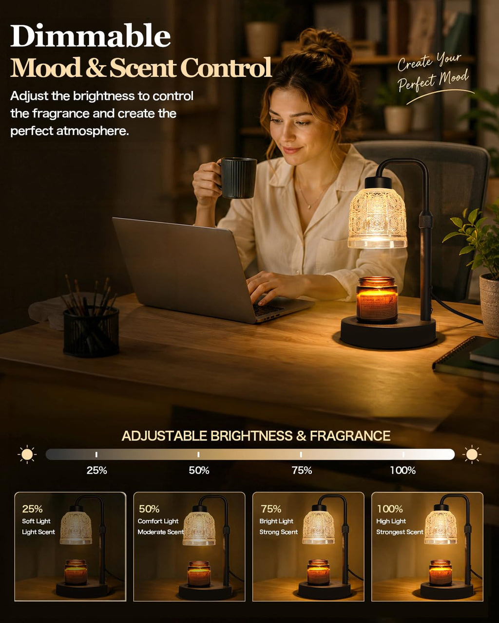 Candle Warmer Lamp with Timer, Gold O361