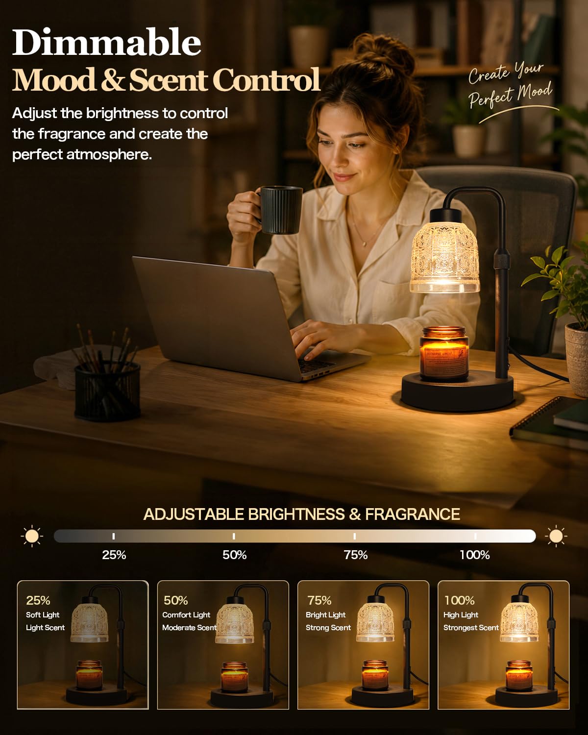 Candle Warmer Lamp with Timer, Gold O361