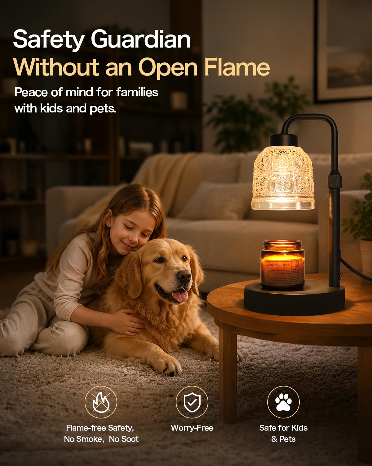Candle Warmer Lamp with Timer, Gold O361