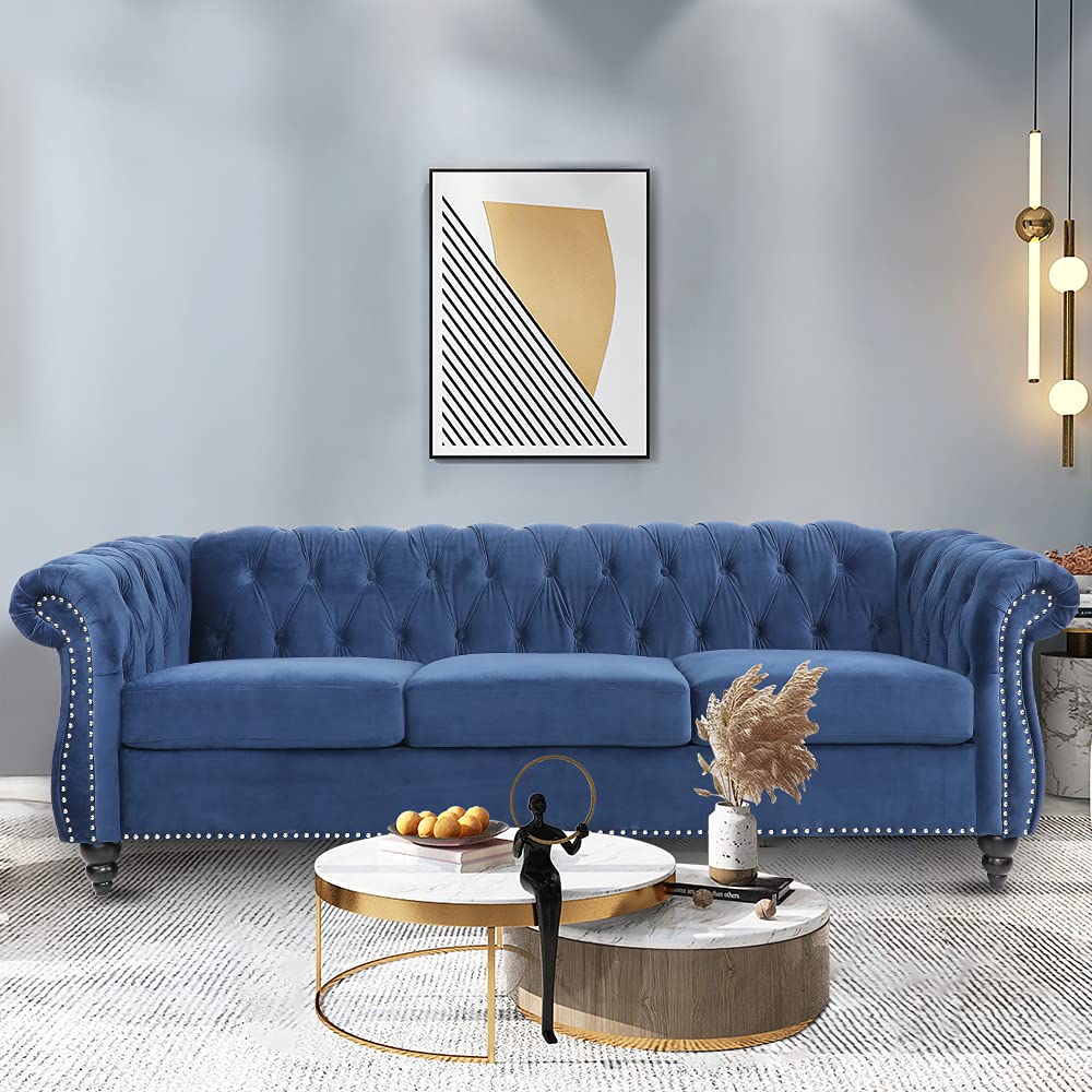 Blue Velvet 3 Seater Sofa F747593