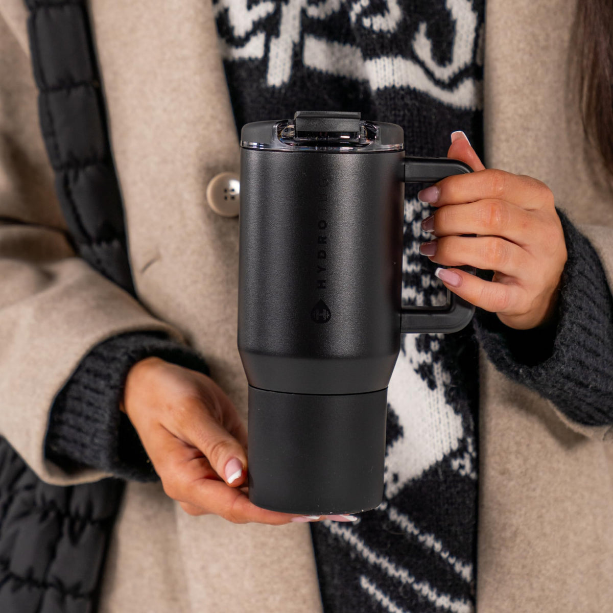 20oz Ceramic-Lined Mug with Handle, Black W83550