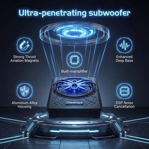 1200W Slim Under-Seat Powered Car Subwoofer with Built-in Amp F9650