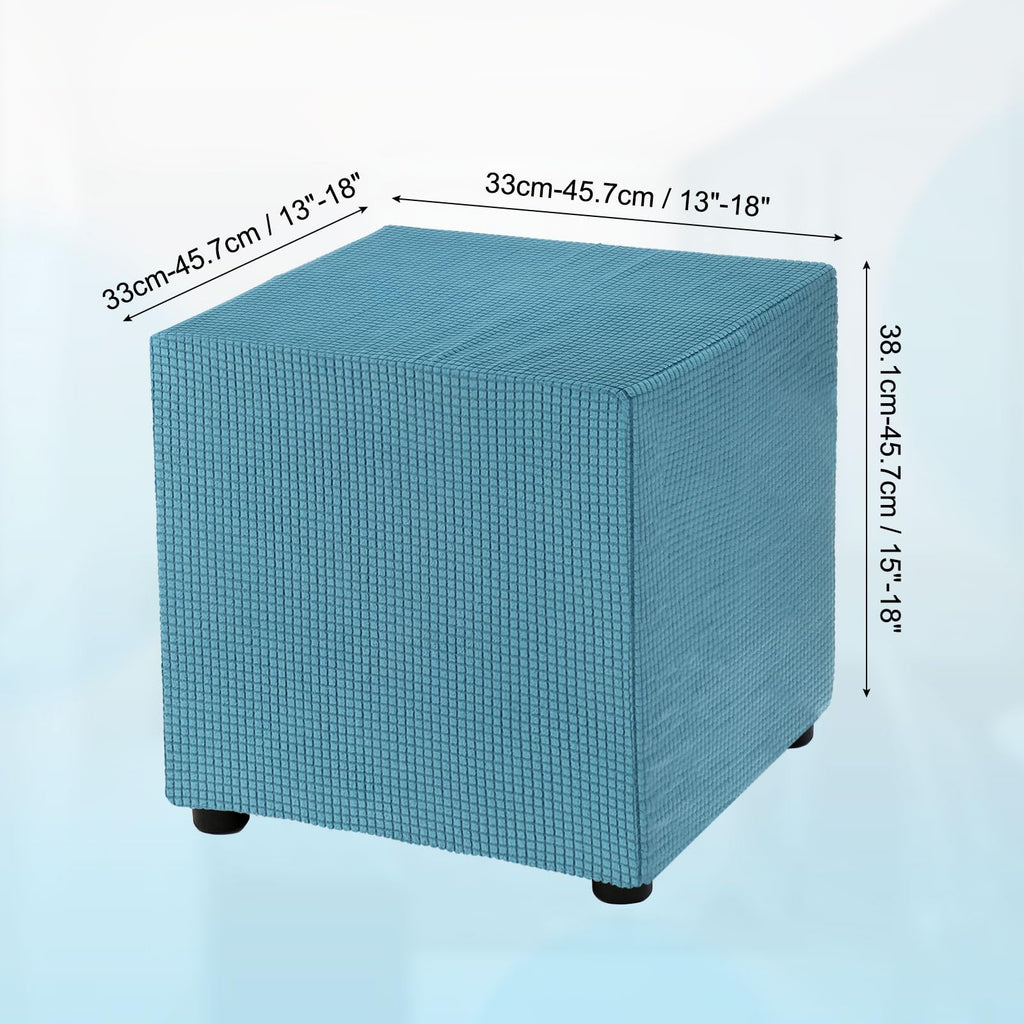 Teal Stretch Polyester Ottoman Cover E347