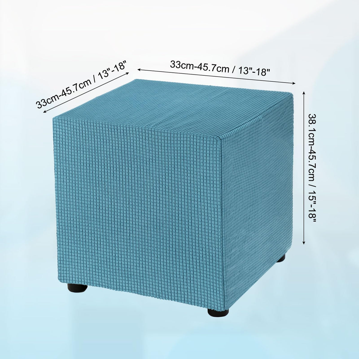 Teal Stretch Polyester Ottoman Cover E347