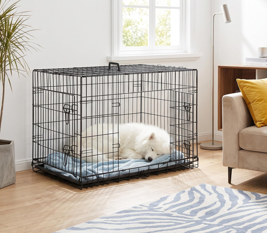 48 inch Folding Metal Wire Dog Crate with Double Door U802