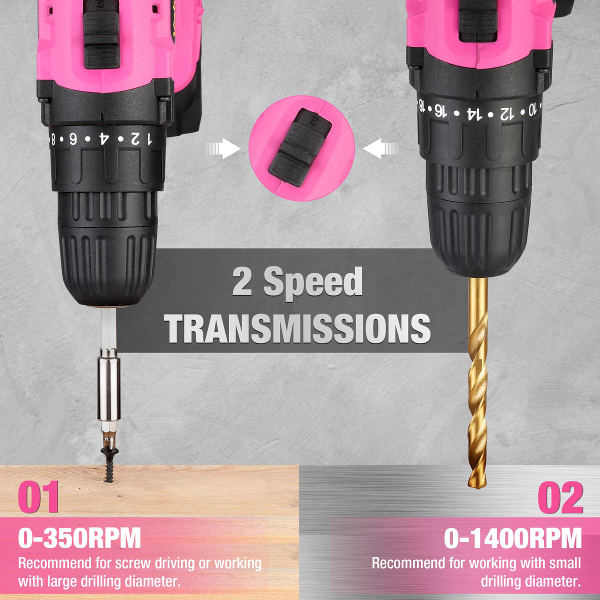 Pink 20V Cordless Drill Set with Battery and Charger W7001