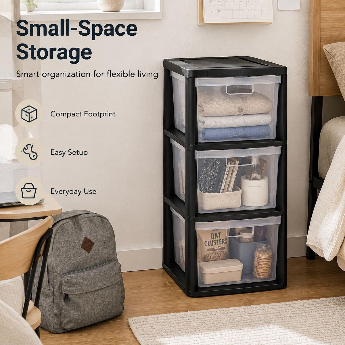 3-Drawer Plastic Storage Tower H1802