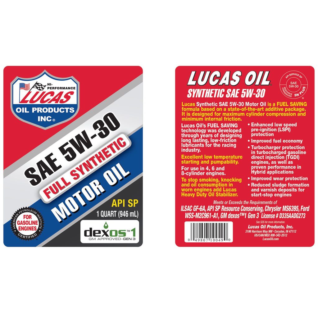 Full Synthetic SAE 5W-30 Motor Oil 1 Quart H958