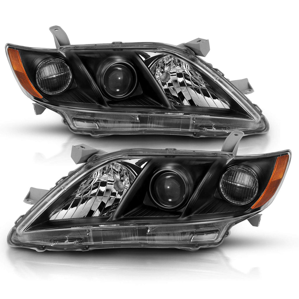 2007-2009 Toyota Camry Black Projector Headlight Assembly Pair K1533