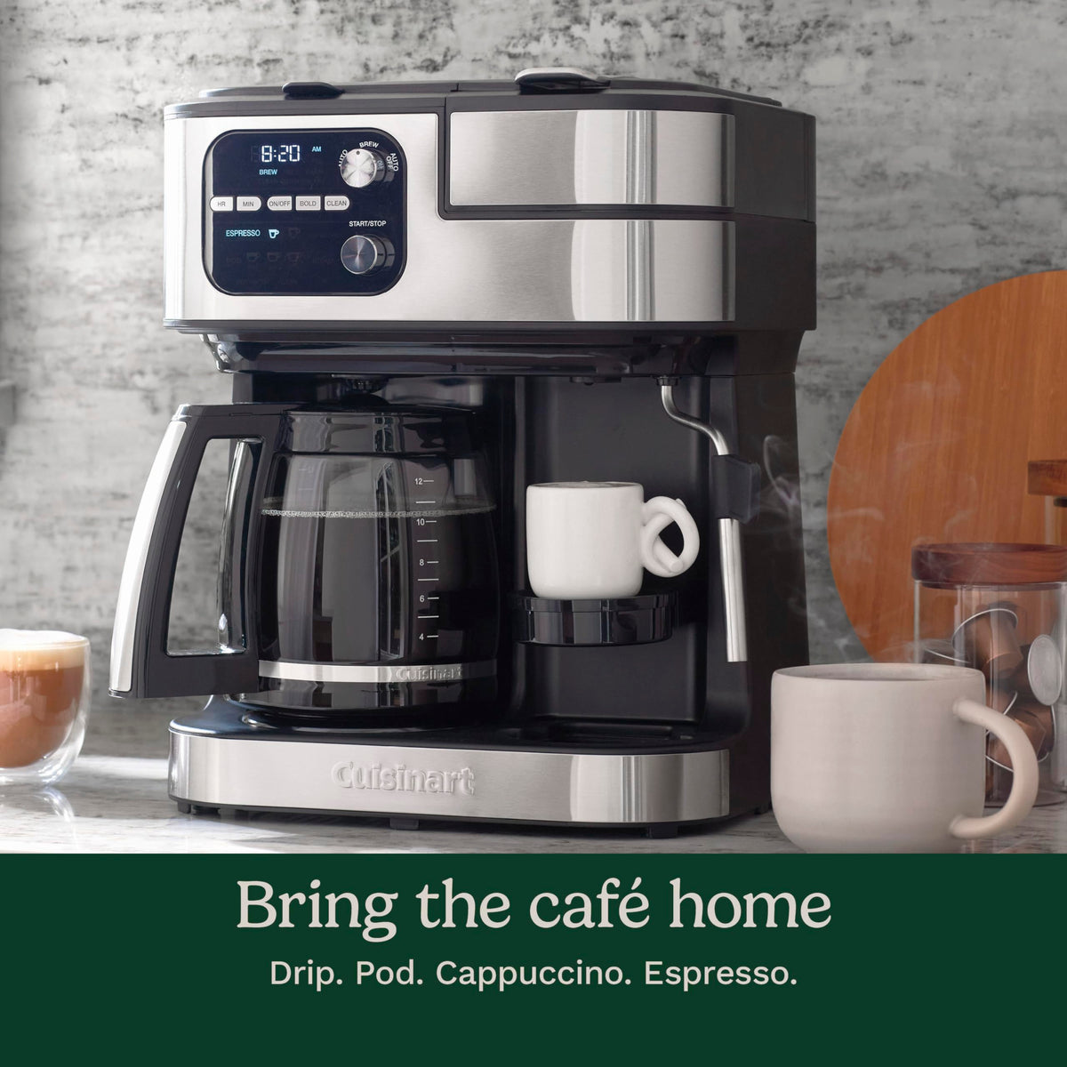 4-in-1 Coffee Maker with Three Brewing Sizes, Black K197315