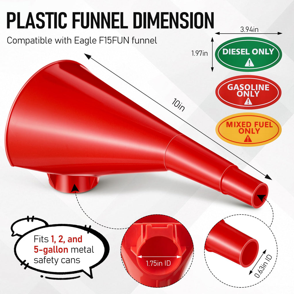 Plastic Gas Can Funnel Red 1 Pack N6345