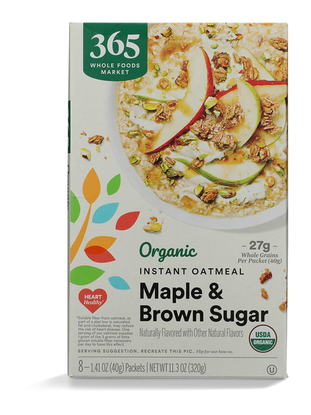 Organic Maple & Brown Sugar Instant Oatmeal Packets, 1.41 Ounce (Pack of 8) V172