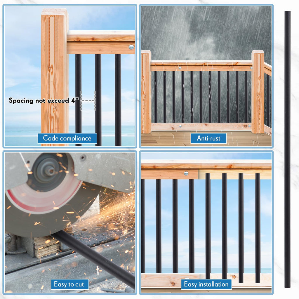 Aluminum Black Metal Deck Balusters 36"x 3/4" 120 Pcs D2924