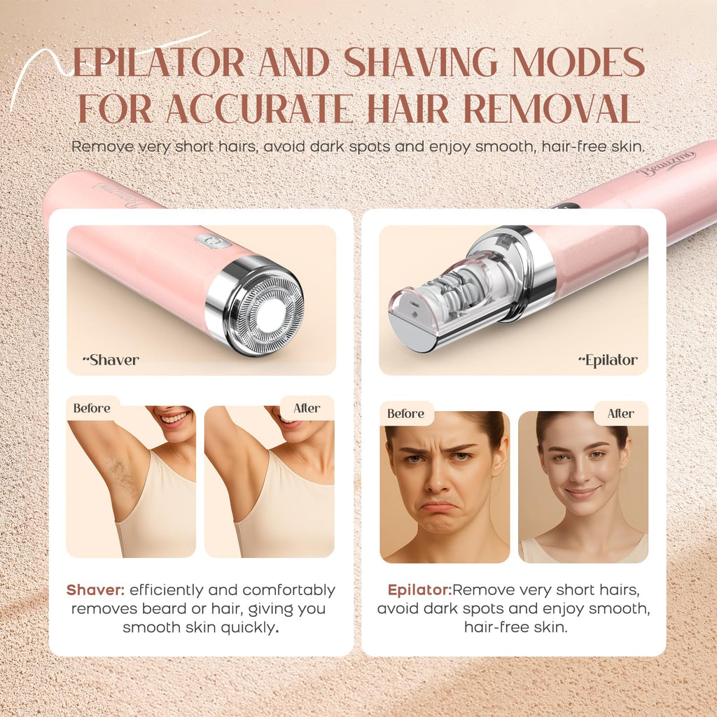 2-in-1 USB Rechargeable Electric Facial Hair Remover with LED Light O2844