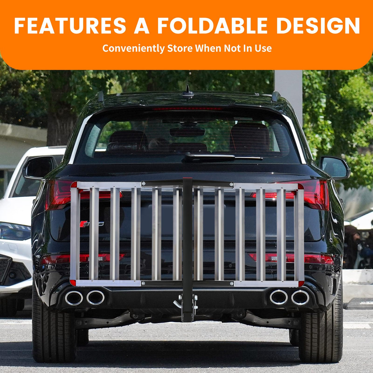 500-lb Capacity 50 inch x 22 inch Folding Aluminum Hitch Mount Cargo Carrier Basket V601299