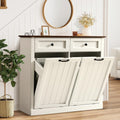 White 22 Gallon Wooden Laundry Hamper Cabinet with 2 Drawers K517097