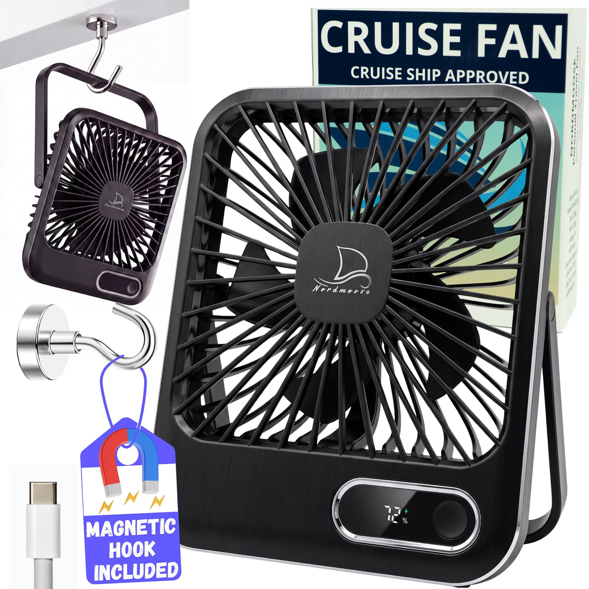 Portable USB Rechargeable Fan with Magnetic Hook C165896