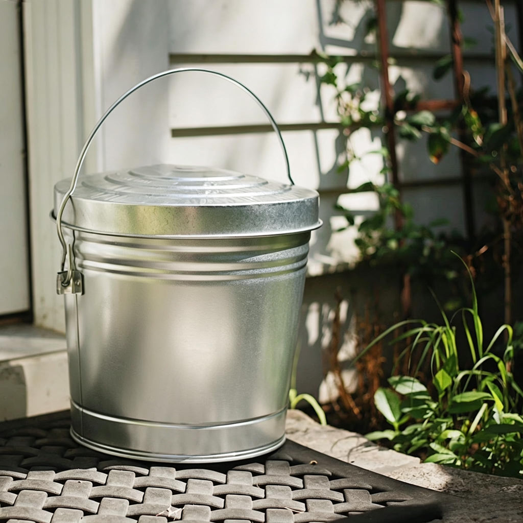 6 Gallon Galvanized Steel Storage Can with Locking Lid S9903