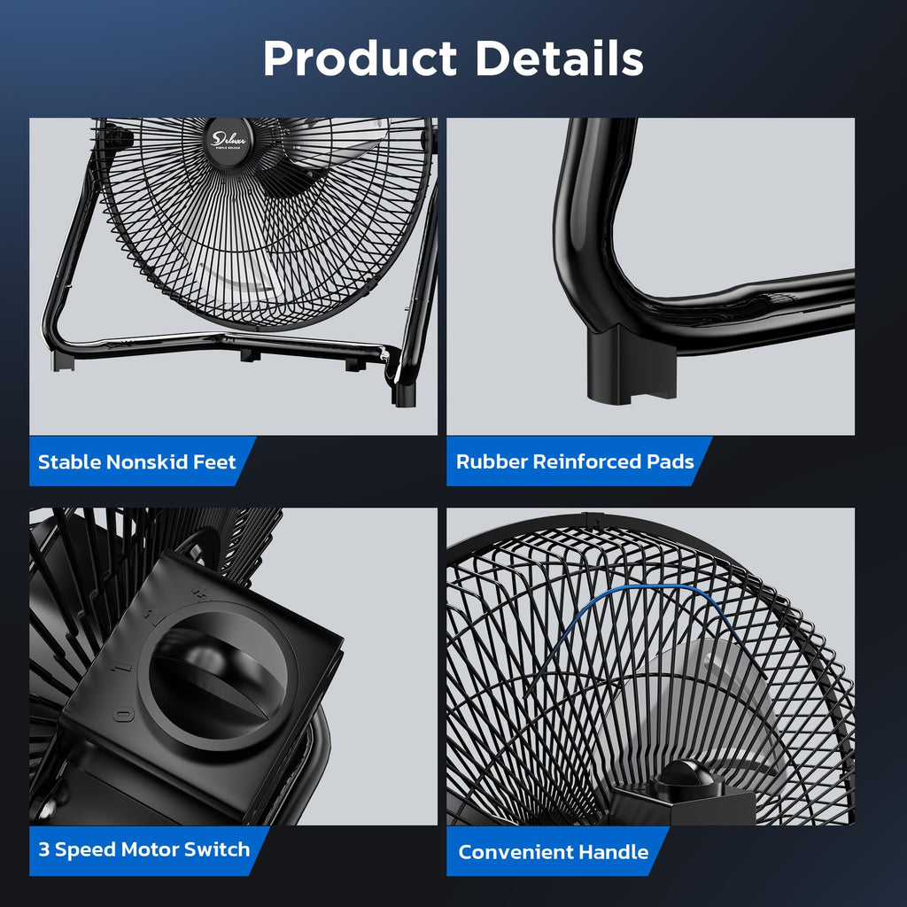 20 Inch 3-Speed High Velocity Metal Floor Fan R28376