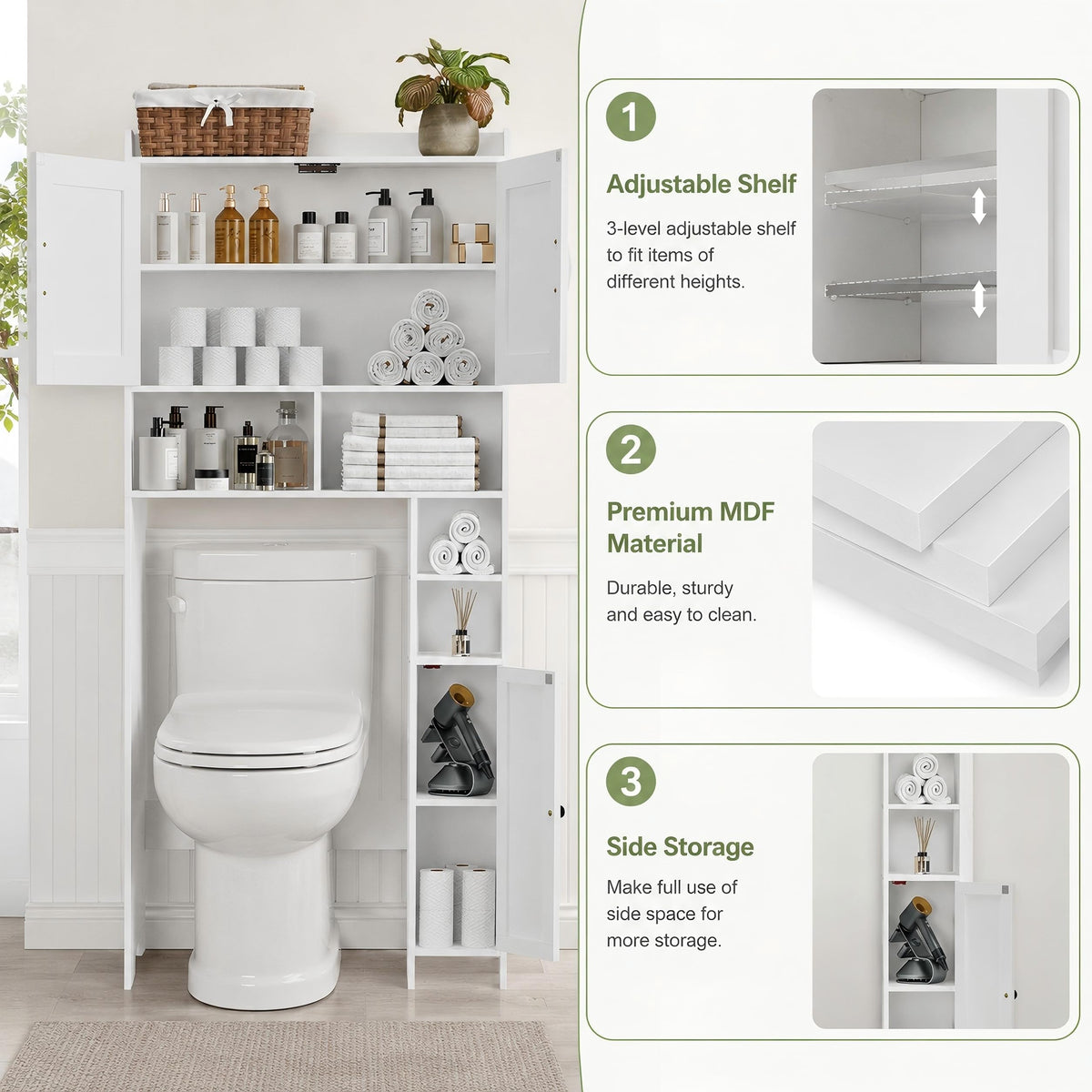 Wooden Over The Toilet Storage Cabinet with Barn Door F418590