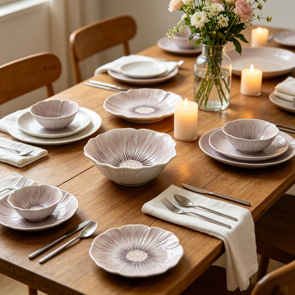 Ceramic Dinnerware Set of 12, Plates and Bowls Set for 4 O163993