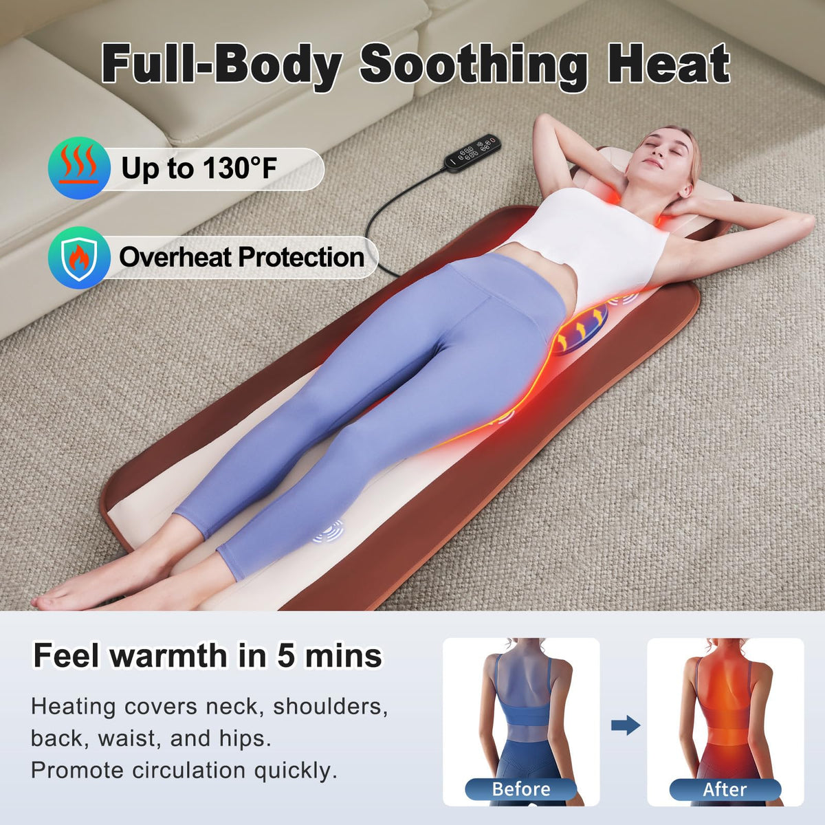 Full Body Massage Mat with 3 Heating Zones L148029