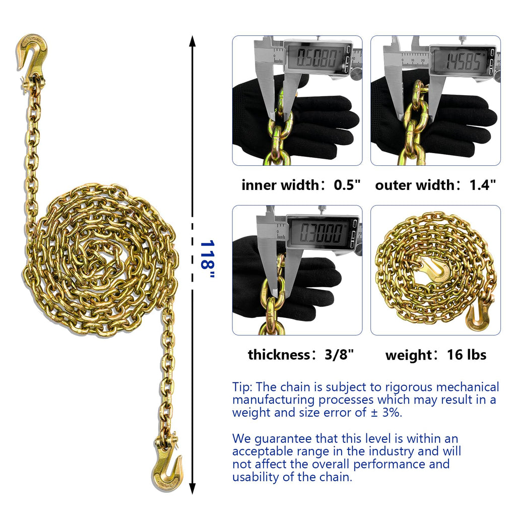 3/8 Chain Trailer Chains with Hooks Grade 80 N712
