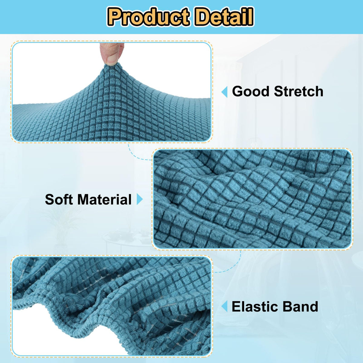 Teal Stretch Polyester Ottoman Cover E347