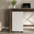 White 2-Drawer Wooden File Cabinet with Lock L23192