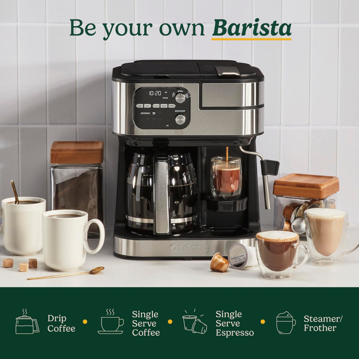 4-in-1 Coffee Maker with Three Brewing Sizes, Black K197315