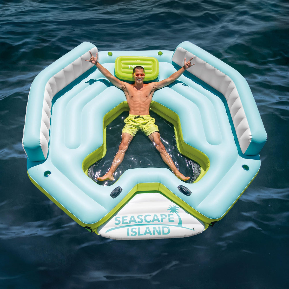 Inflatable Island Float with Built In Cooler and Cup Holder N477