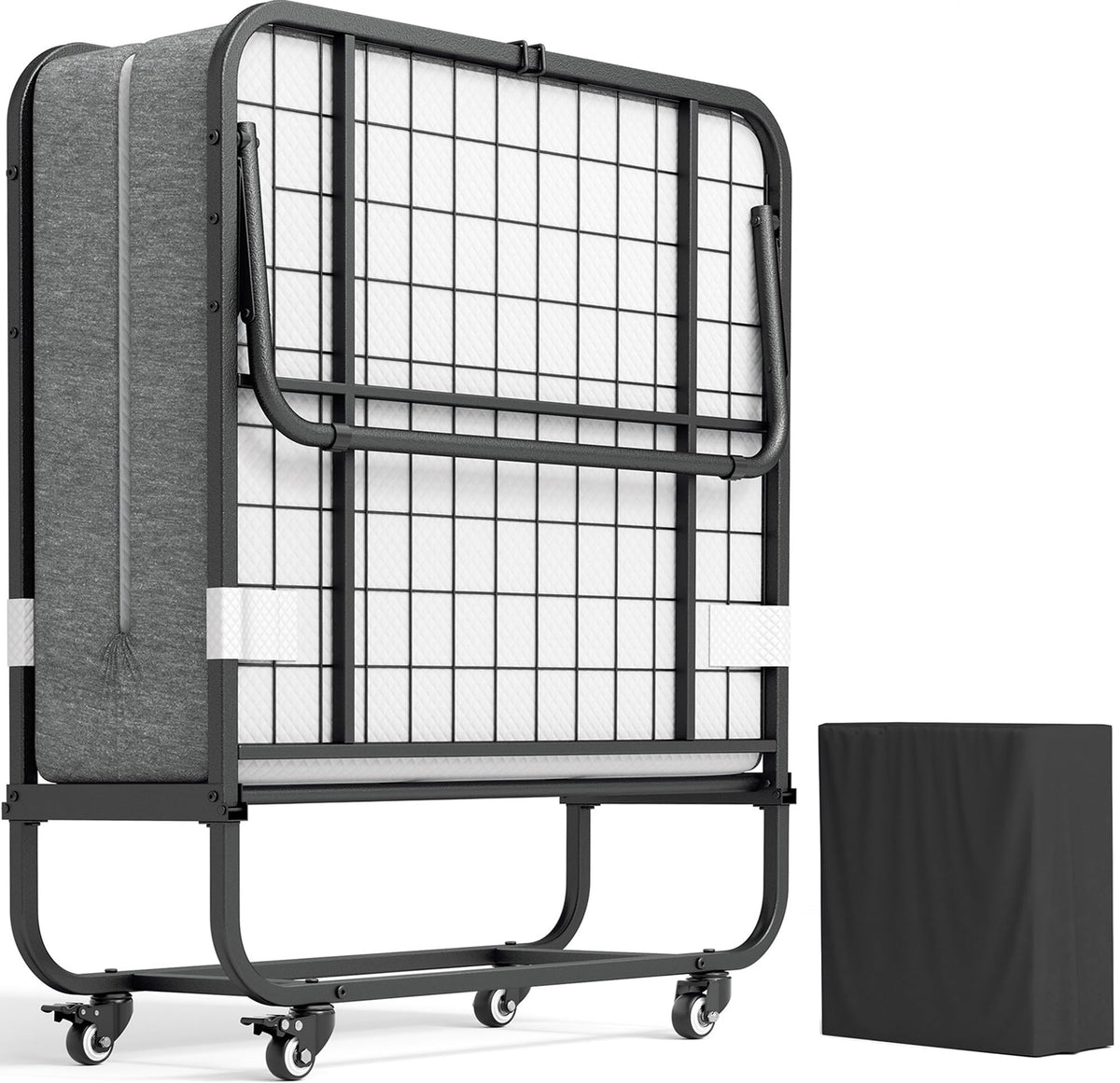 Folding Bed with Memory Foam Mattress Twin Size Metal Frame A316534