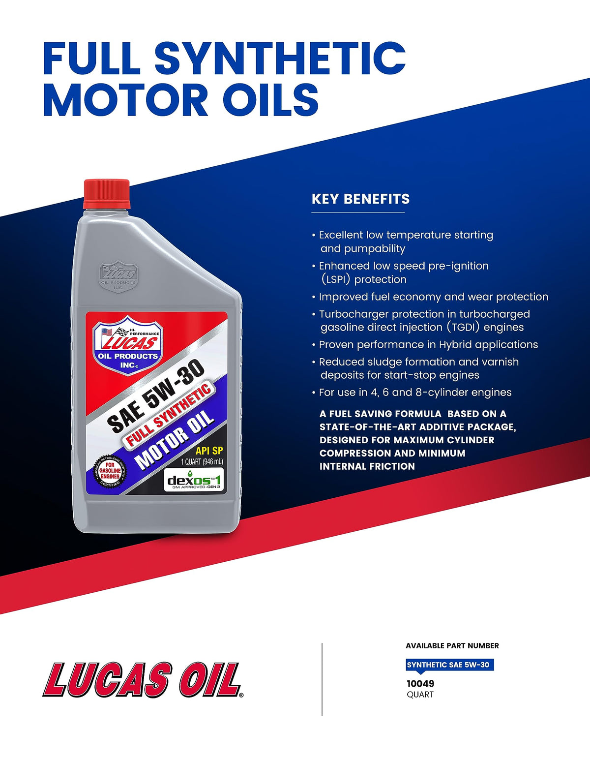 Full Synthetic SAE 5W-30 Motor Oil 1 Quart H958
